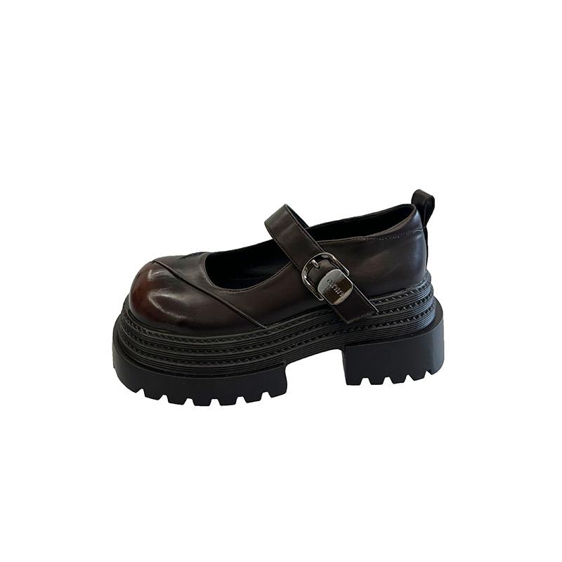 

Туфли Мэри Джейн на высоком каблуке с пряжкой на ремешке, модные женские туфли на распродаже, туфли-лодочки с круглым носком и неглубокой подошвой Maria Jane 39 темно-коричневого