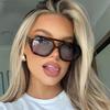 Retro Double Bridge Pilot Sunglasses Stylish Irregular Design Sun Glasses With Uv Protection For Women And Men