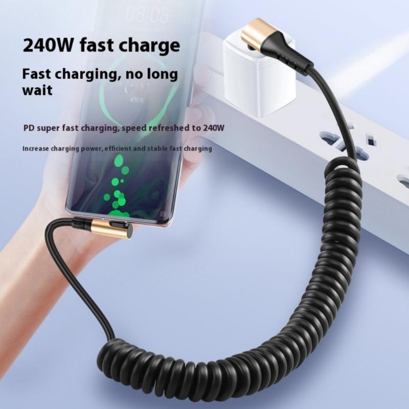 Double End Type C Rapid Charging Cable 240W Power Delivery Spring Reinforced Construction For Office Home Travel Use