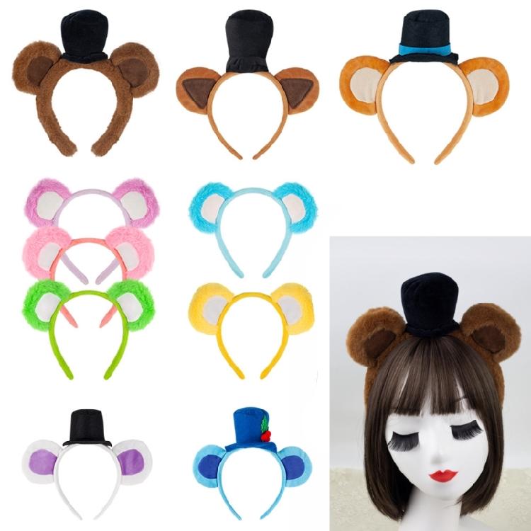 Cartoon Bear Ear Plush Headband Cosplay Costume Hairhoop Birthday Party Hairband Women Face Washing Hairhoop Accessories