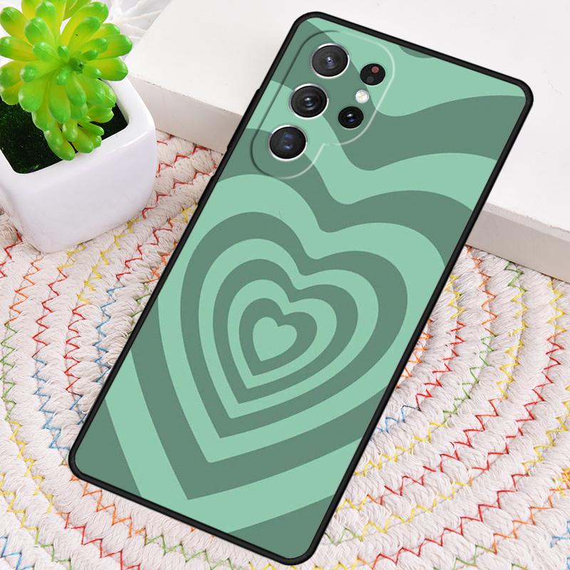 green Heart Circle Silicone Phone Case For Samsung Galaxy note 10 pro S26 S25 S24 S23 S22 S21 Plus S25Ultra Capa Cover