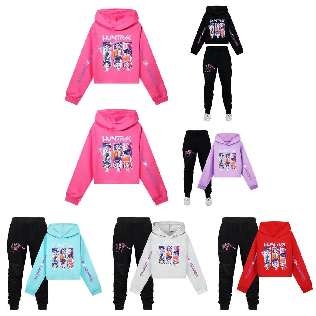 Kpop Demon Hunters Girls Cotton Casual Set With Long Sleeve Hoodie And Pants For Ages 110-170cm