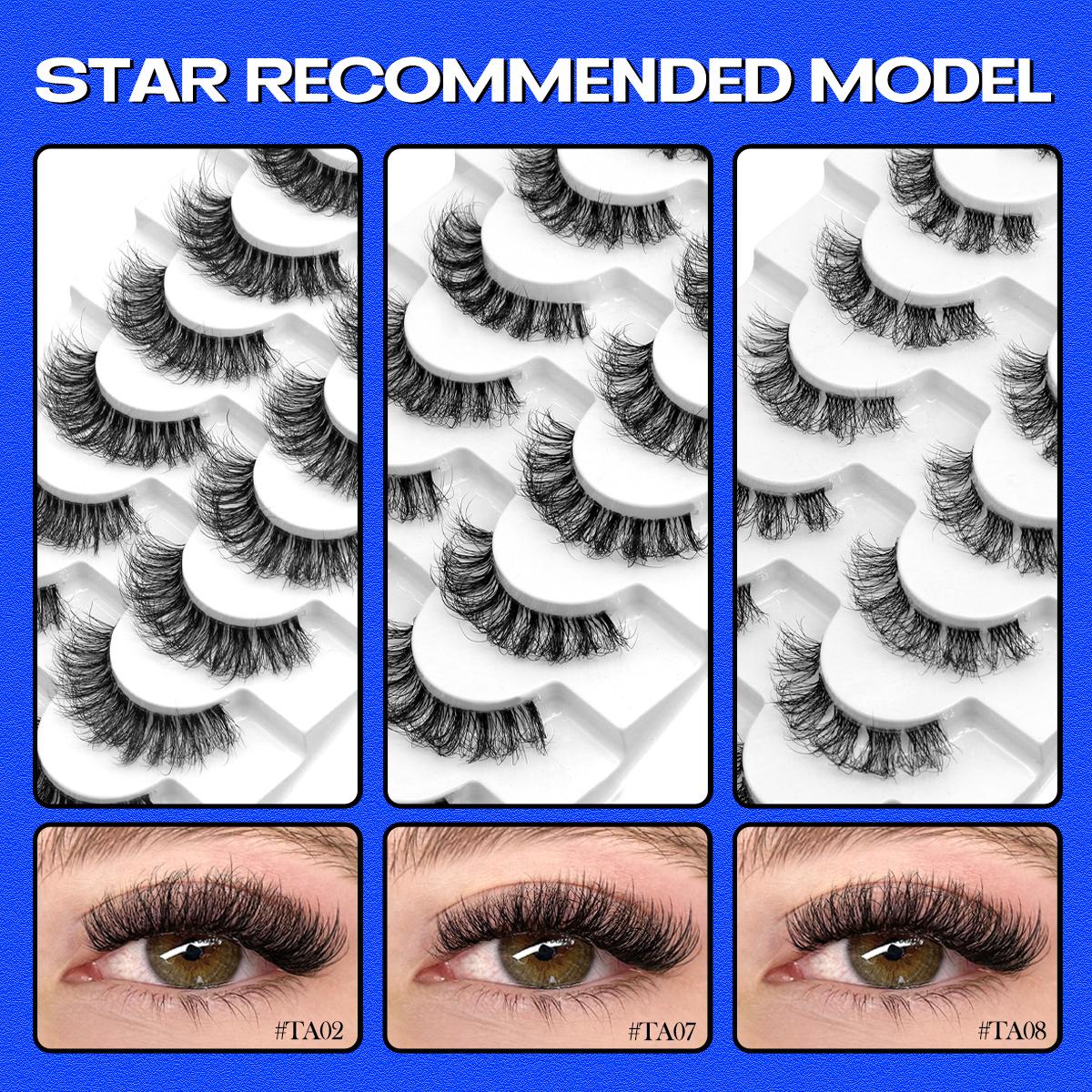 Пушистые накладные ресницы 5/7 пар натуральных кошачьих ресниц прозрачный стебель — фото 7