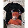 NIU LAI Men & Women Meme Abstract Ox Mesh Print T‑Shirt,Viral Chinese Animated Film Crew Neck Short Sleeve Tee,Back‑To‑School Daily Casual Tops