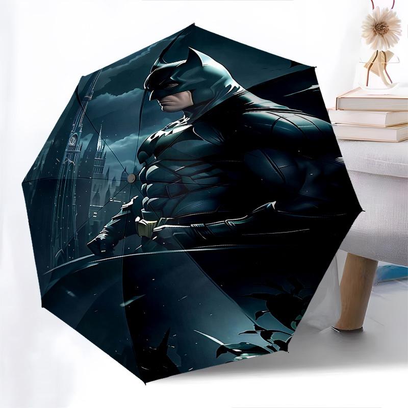 1pc Batman Night Cityscape Automatic Folding Umbrella - Compact 8-Rib Design, Durable Plastic & Iron1356L