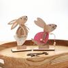 Easter Gift for Kids Wooden Bunny Table Sign, Rustic Rabbit Tiered Tray Centerpiece, Farmhouse Vintage Indoor Tabletop Ornament Decoration with