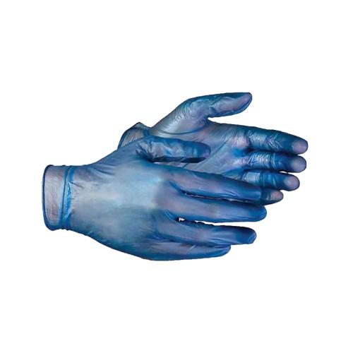 Aurelia Delight Blue PD Blue Powdered Vinyl Gloves (Pack Of 100)