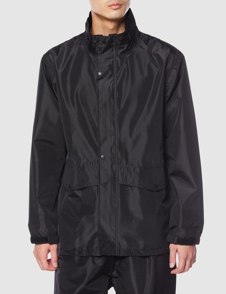 Kvėpuojantis neperšlampamas lietaus vandens slėgio atsparumas geras besisukantis valcuojantis lietus M [Dokumentas] kostiumas, 10 000 mm, matomumas, gobtuvas, kostiumas, juodas,