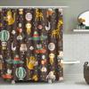 Adorable Animal Birthday Shower Curtain Set Kids Party Decorations For Bathroom Multicolored Pattern Canvas Fabric Perfect Gift