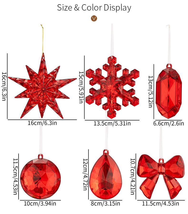 Christmas Acrylic Ornaments: Bow, Snowflake, Teardrop, Star, Rhombus, and Tree Window Decorations
