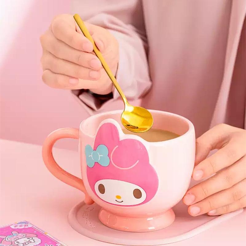 Sanrio Family Mug: Hello Kitty & My Melody 420ml, Ideal for Coffee & Milk.