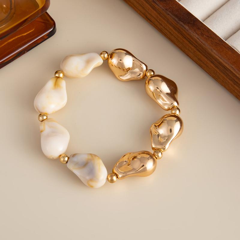 Simple Baroque Irregular Resin Bracelet Bohemian Colorful Beads Bracelet Splicing Bangle Daily Charm Jewelry Accessories Gifts