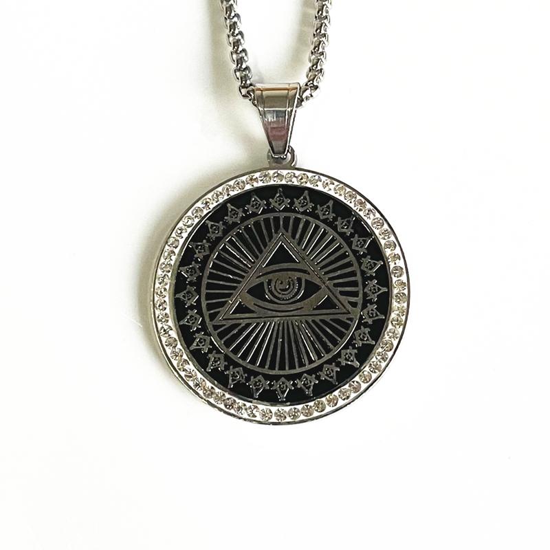 Hip Hop Altes Ägypten Runde Schmuckstücke Collares Goldfarbe Edelstahlkette Ägyptisches Auge des Horus Halsketten & Anhänger