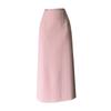 Women's 2025 Pink Wool High-Waist A-Line Midi Skirt for Autumn and Winter