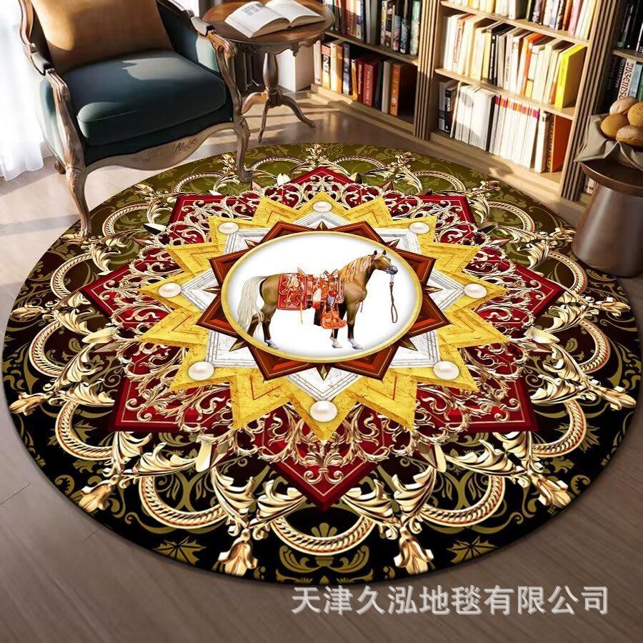 Circular Carpet Bedroom Living Room Carpet Coffee Table Carpet Home Sofa Circular Mat Ethnic Style Carpet