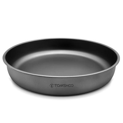 TOMSHOO 1000ML/1500ML Lightweight Titanium Frying Pan Dinner Fruit Plate Pan Food Container for