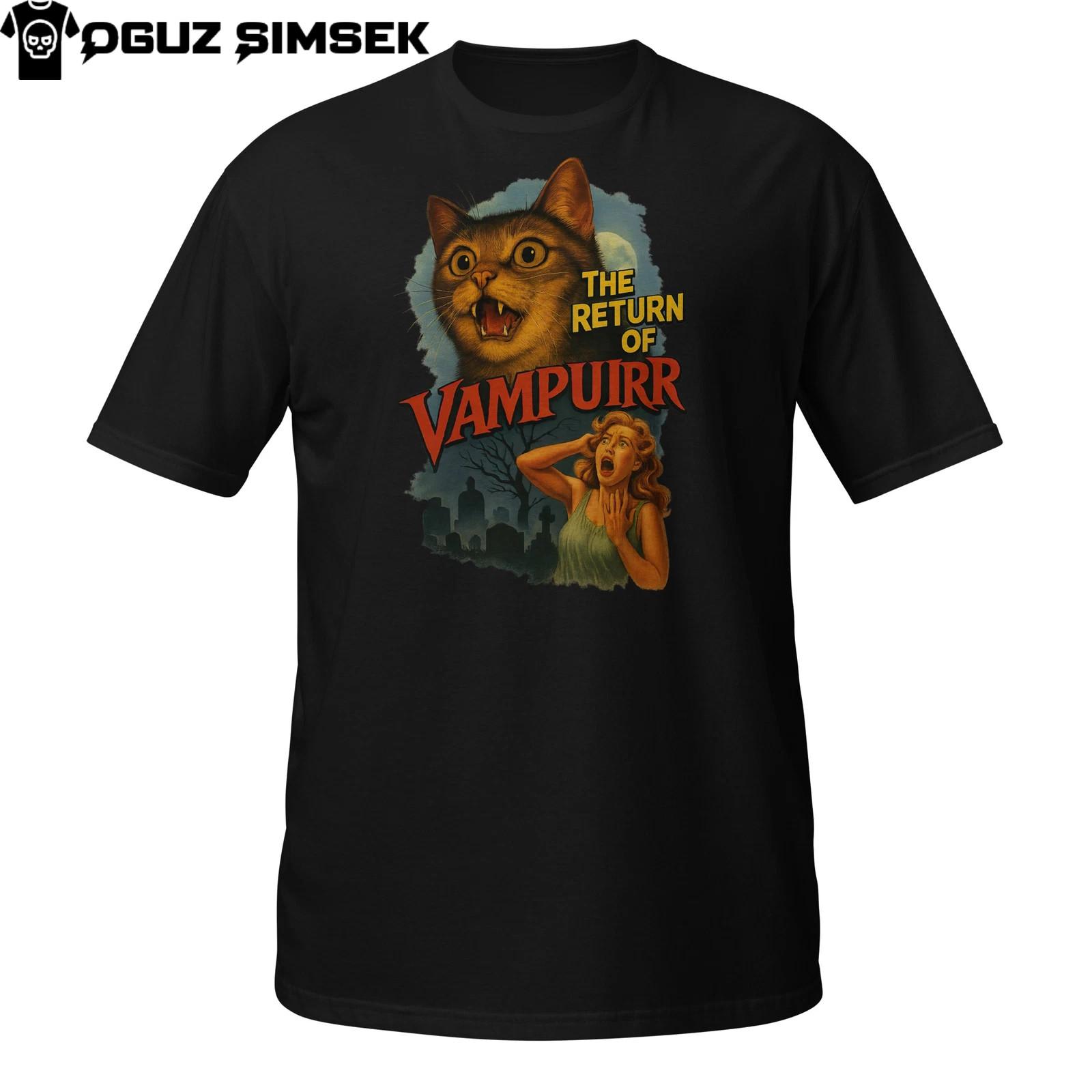 The Return Of VAMPIURR Cat T-Shirt Mens Womens Tees Top | Funny Retro Horror Movie Parody Tee S