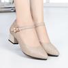 Soft-soled Spring and Autumn Shoes, Mid-heel, Professional and Versatile, One-strap Mid-length Shoes, Women's Shoes