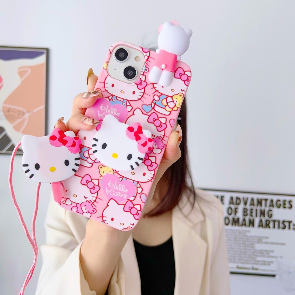 For Samsung Galaxy A17 A07 A16 A06 A26 A56 A04E A05 A05s A15 A25 A35 A55 Cake Kitty Case With Holder Rope