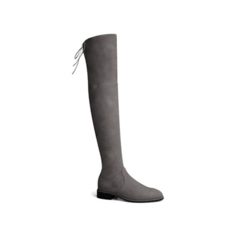 Over-the-knee Boots, Women's Shoes, Chunk-heeled Sleeve Boots, Flat-bottomed Round-toed Slimming Boots