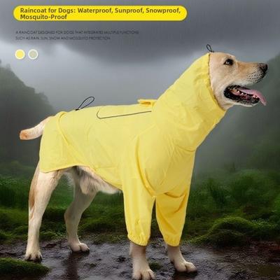 Reflective Dog Raincoat Reflective Stripe Adjustable Design Dog Rain Jacket with Leash Hole Waterproof Dog Hooded Raincoat