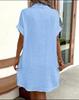 2026 Women's Mid-length Single-breasted Solid Color Short Sleeve Casual Dress