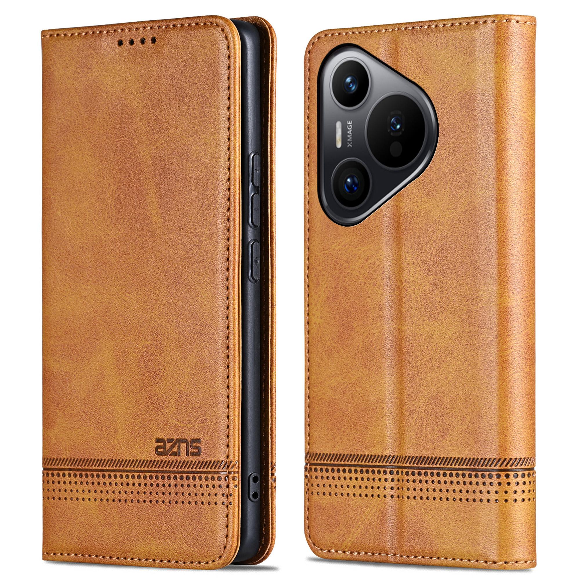 

AZNS For Huawei Pura 70 Pro/Pura 70 Pro+ Case PU Leather Folio Wallet Magnetic Auto-absorbed Phone Cover Brown