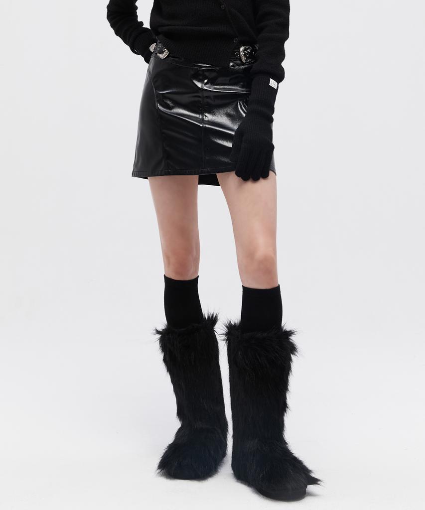 Pallet Buckle Point Tight Short Skirt Black