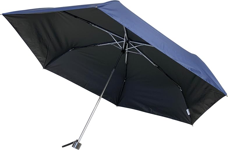 Rose Industry RIC Sun and Rain Umbrella 60cm Round Mini Folding Umbrella Plain Navy 61601102