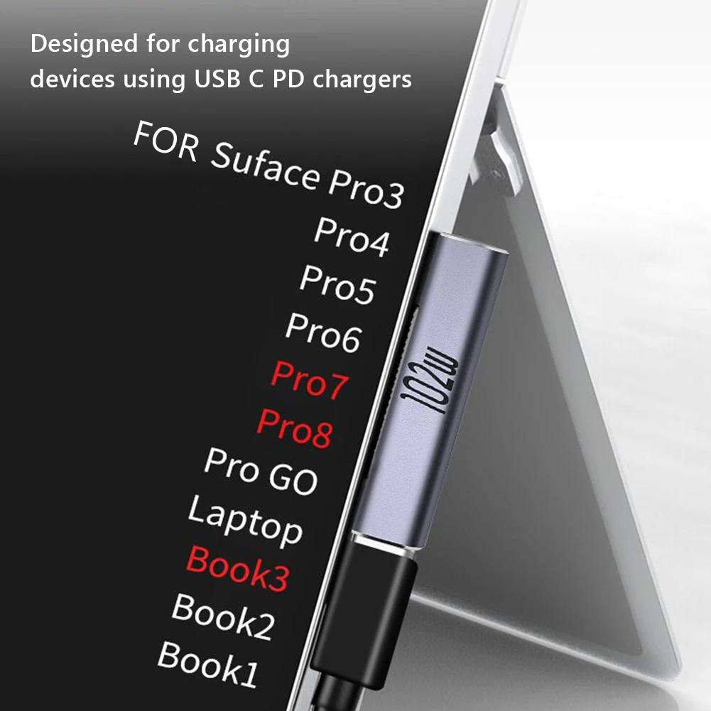 For Microsoft Surface Pro X/8/7/6/5/4/3/Go/Book to USB Type C PD Fast Charging Adapter Tablet Magnetic Converter Charger Adapter