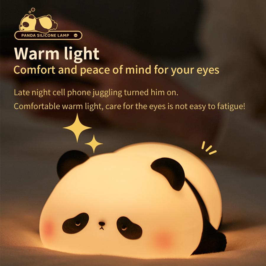 Silikonová panda LED noční světlo Roztomilé zvířátko kreslené noční světýlka pro děti Lampa na noční stolek Ložnice Dekorace do obývacího pokoje Hračky Dárek