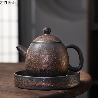 Set de ceainic de epocă și tavă de ceai Set de ceai Kung Fu din ceramică glazurată din inox creativ Accesorii pentru ceremonie de ceai chinezesc