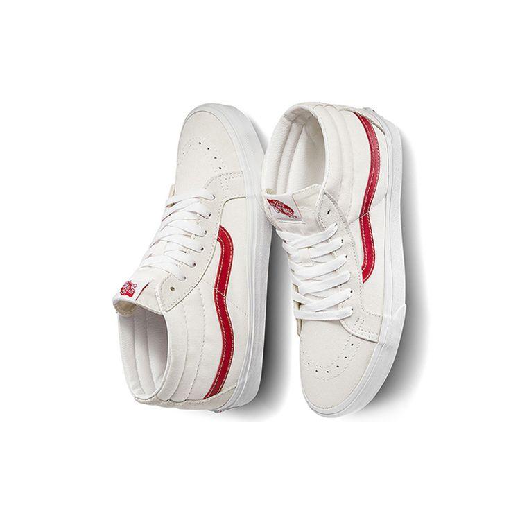 Vans Sk8 Stylish Versatile Casual Mid-Top Skate Shoes Unisex Sneakers Off-White Red VN0A391FOXS