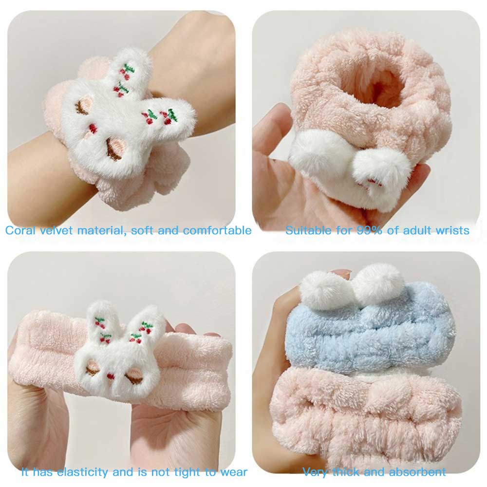 2/3/4 SET Fascia da Polso per Lavaggio Viso Impermeabile Anti-umidità Peluche Fascia da Polso Impermeabile Lava Polso