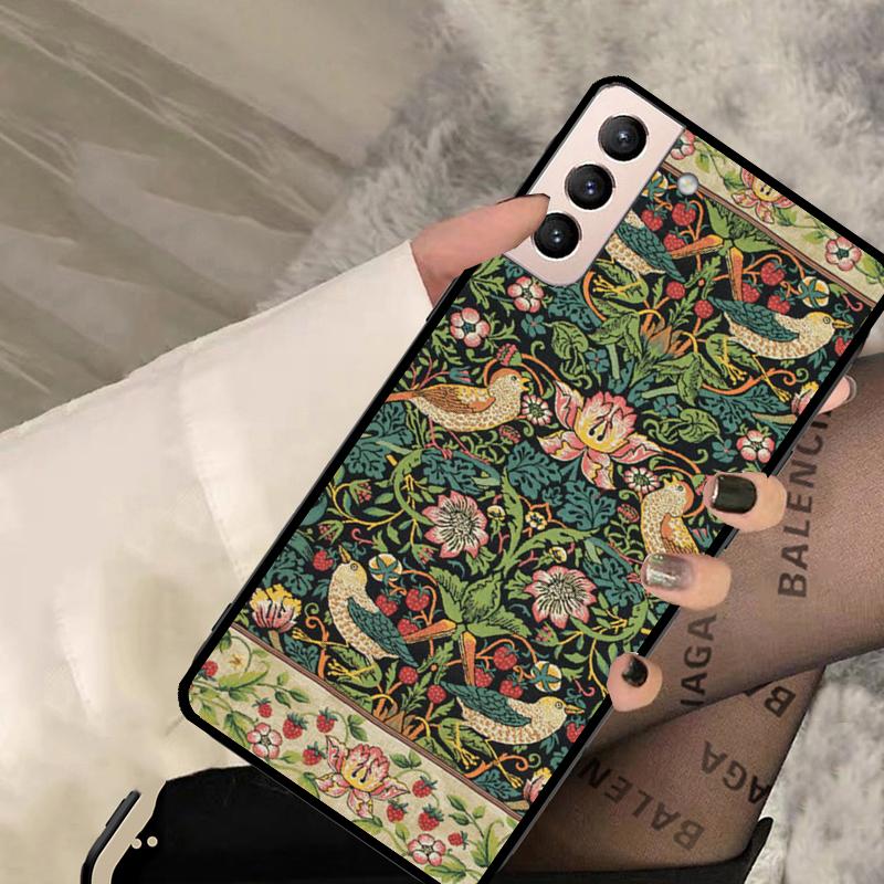 William Morris Strawberry Thief Case For Samsung Galaxy S20 FE S8 S9 S10 Note 10 Plus Note 20 S21 S22 Ultra Back Cover