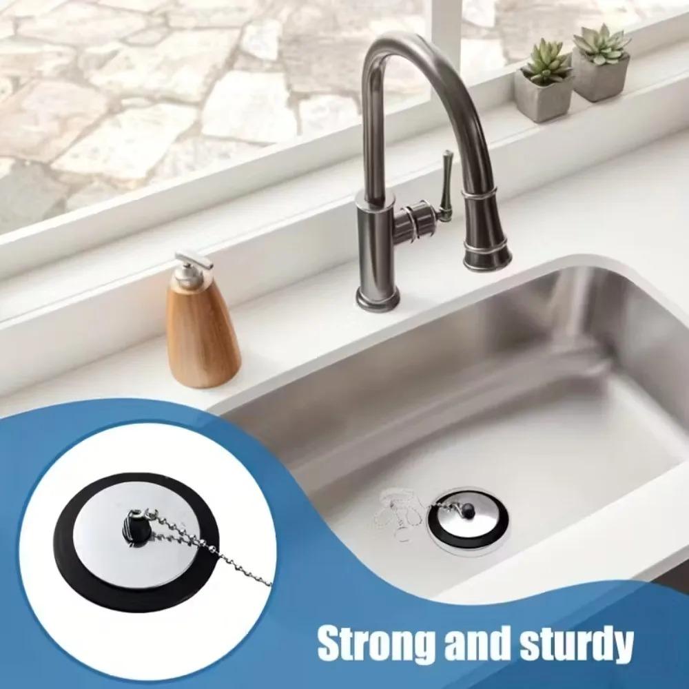 1PC Universal Rubber Tub Stopper with 40cm Chain Hanging Ring Bath Tub Drain Plug Bathtub Shower Accessories Kitchen Sink Plug