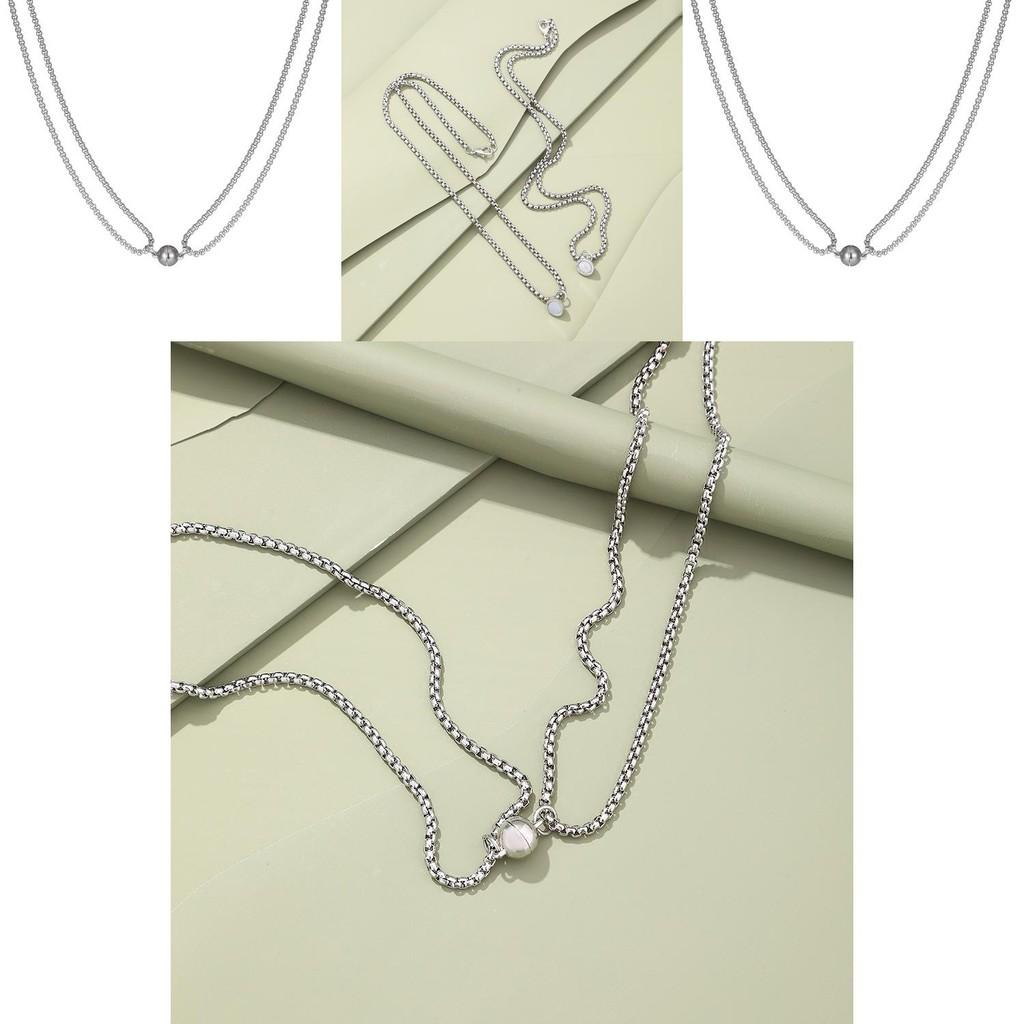 Trendy Couples Necklace Set Featuring Magnetic Charm Creative Design For Fashion Lovers