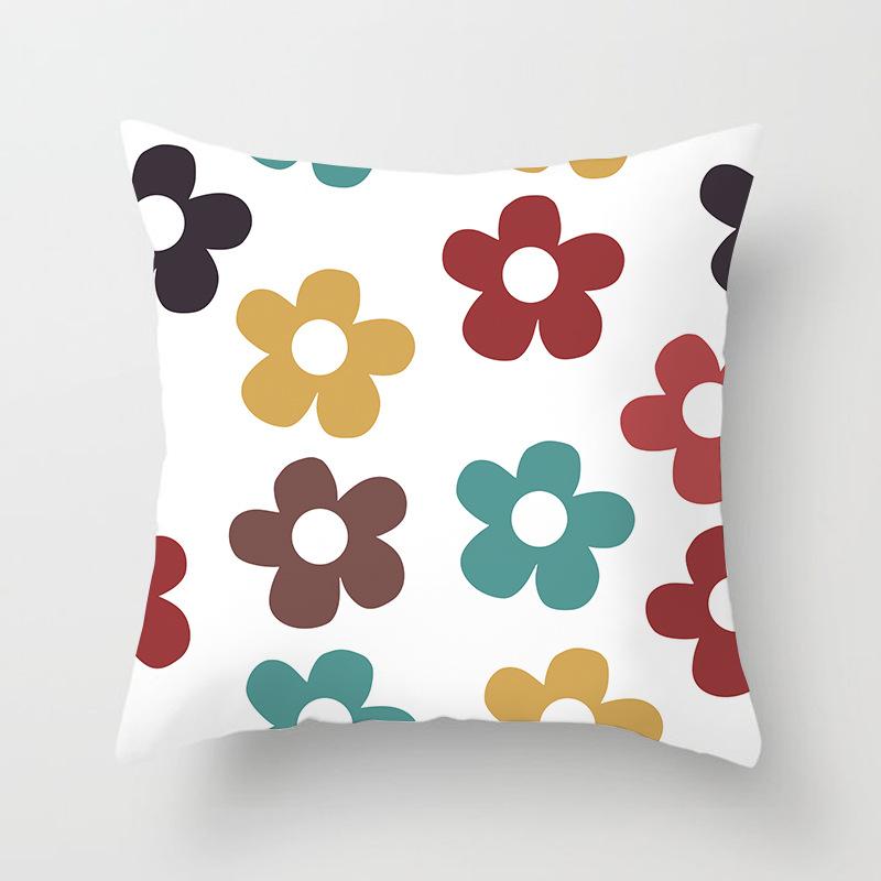 Summer Fresh Small Flower Pillowcase Living Room Sofa Bedroom Office Backrest Single Side Short Velvet Simple Pillowcase