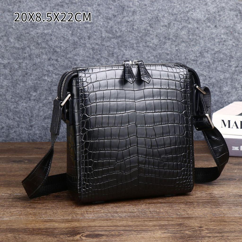 Crocodile Pattern Men's Crossbody Bag – Trendy, Stylish & Compact Backpack for Business and Outdoors.