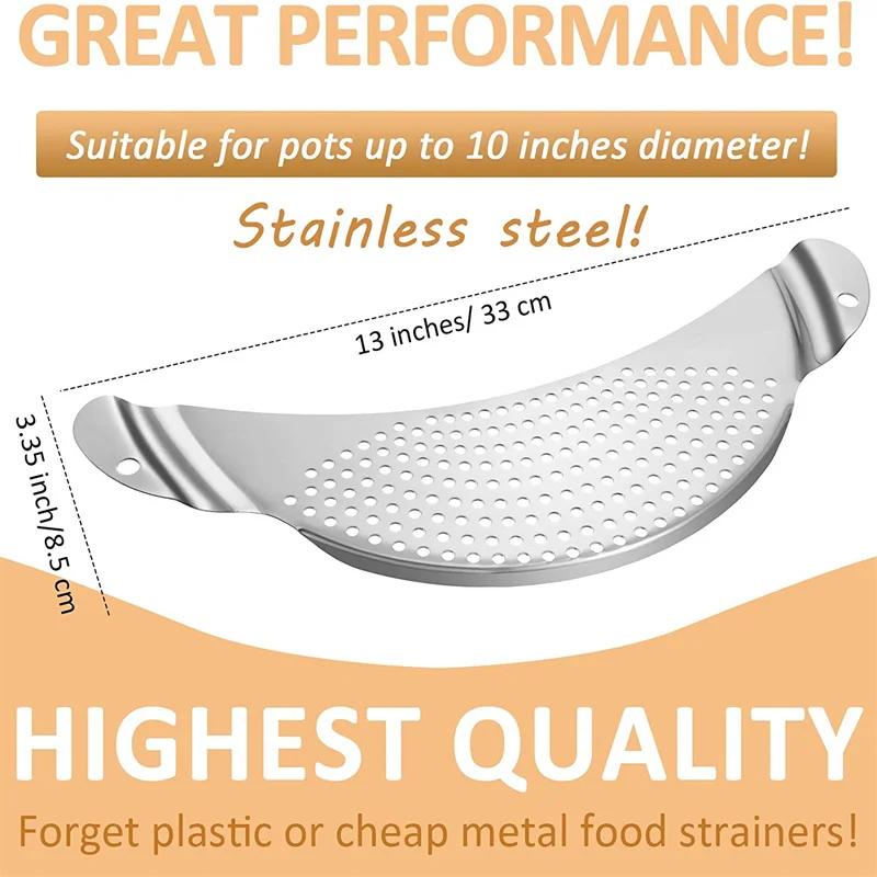 Pot Strainer Pan Drainer For  Kitchen Easy Draining Pot Strainer Stainless Steel Pasta Spaghetti Practical Draining Tool Sifter