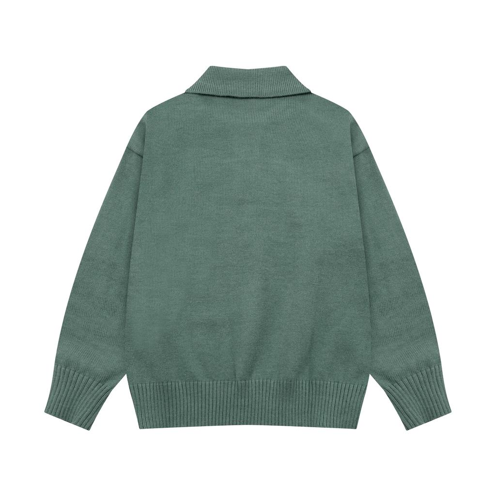 AMI Autumn and Winter New Big Heart Jacquard Wool Ami De Coeur Polo Collar Pullover Couple Sweater