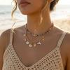 Vintage Shell Starfish Fishtail Clavicle Chain Necklace For Women Bohemian Rice Beads Choker Summer Beach Vacation Charm Jewelry