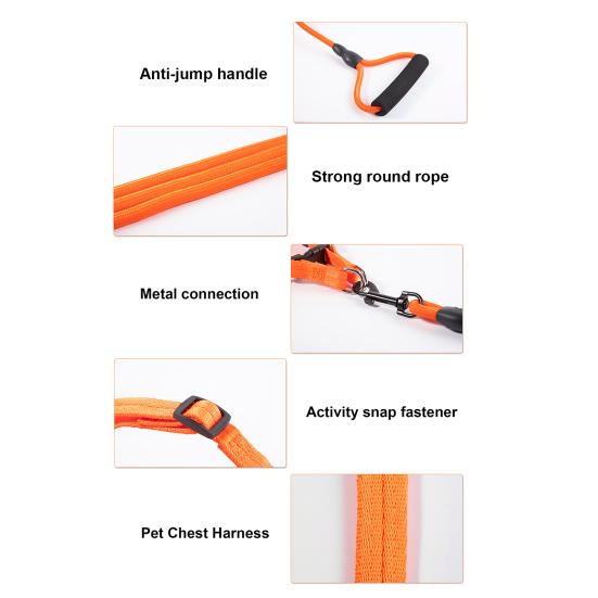 Lesă pentru câine cu mâner căptușit, lesă din frânghie de nailon pentru alpinism cu guler-ham, lesă robustă de 4 picioare pentru plimbări în aer liber, dresaj