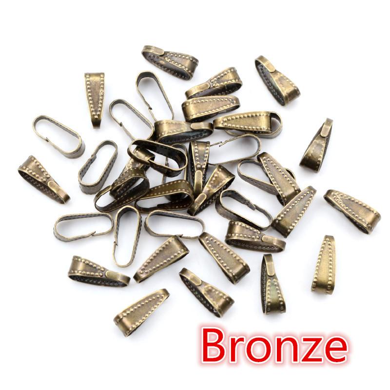 100pcs 11*4mm Bronze Gold Silver Plated Pendant Necklace Buckle Clasp Connectors For DIY Jewelry Making Findings Accessories 
