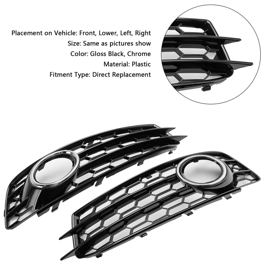 Honeycomb Front Bumper Fog Light Grille Cover Fit A3 8P S-Line 2009-2012