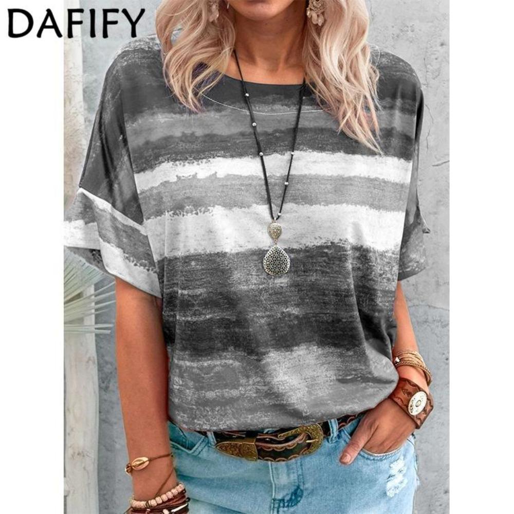 

Женская модная повседневная летняя весенняя футболка и топ с коротким рукавом, круглым вырезом, в полоску с принтом L