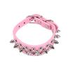 Collier Rose M pour Chat Chiot Chien, Cuir PU Réglable, Boucle à Clous Pointus, Sangle à Rivets