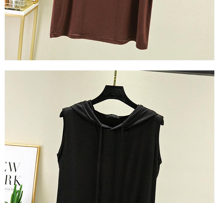 Spring Summer Women's Sleeveless Modal Vest Hooded Sweatshirt - Plus Size Slimming Loose Fit