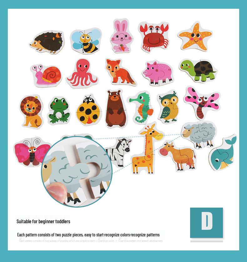 23-Piece Early Education Wooden Puzzle for Kids: Vegetables, Fruits, Animals, Transportation