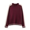2025 Spring Women's Color-Block Jacquard Knitwear – Casual Round Neck, Long Sleeve with Trim